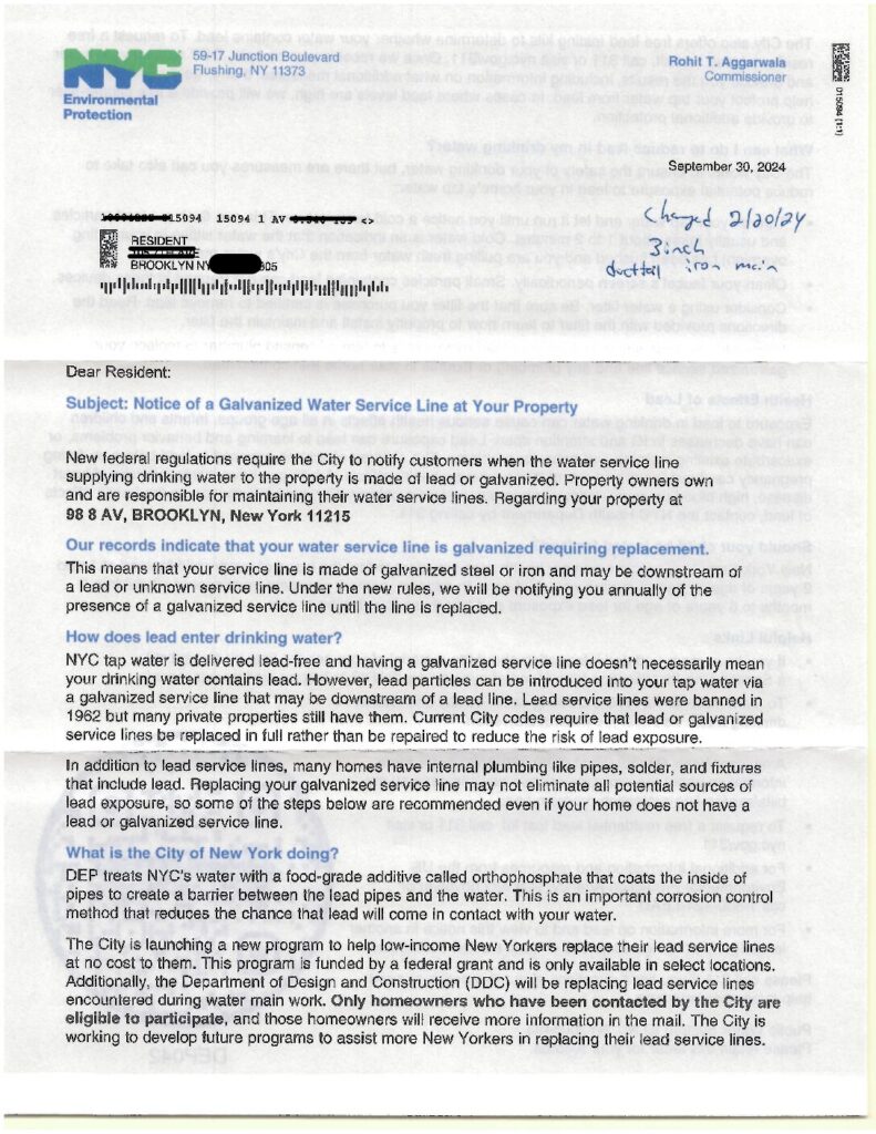 Is Upgrading Your Lead or Galvanized Water Main a Necessity or Just a Recommendation? Here’s What NYC Homeowners Need to Know